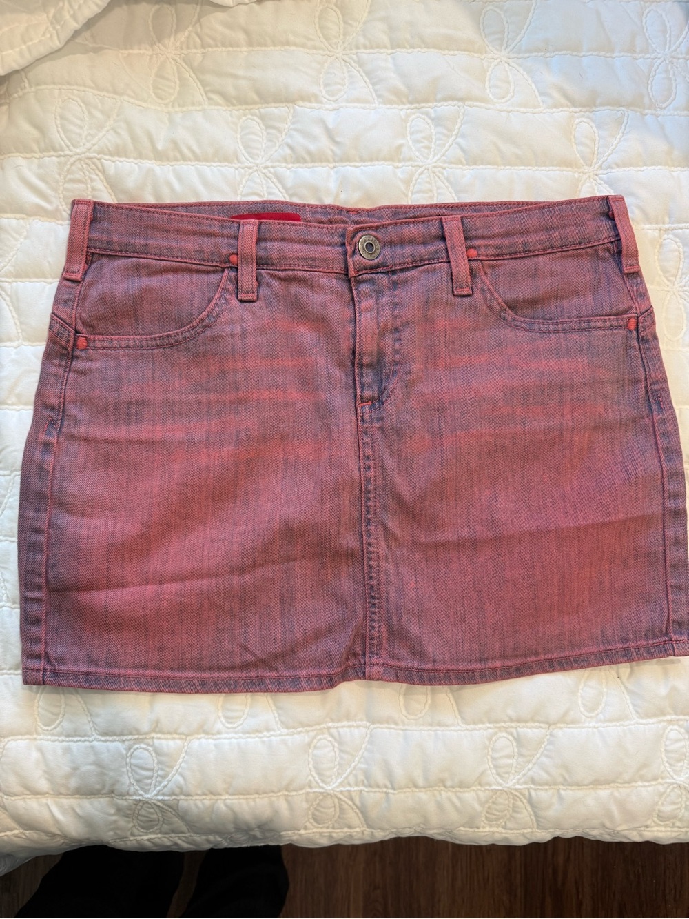 Ag Adriano Goldschmied Pink Denim Mini Skirt